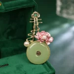 Peony Pipa Brooch With Chinese Character Fu