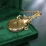 Peony Pipa Brooch With Chinese Character Fu-2