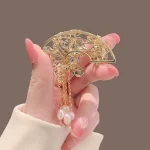 Pink Peony Flower Brooch with Pendant-2