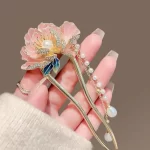 Pink Peony U-shaped Hairpin-1