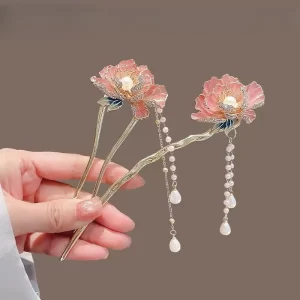 Pink Peony U-shaped Hairpin