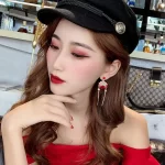 Red Crystal Peking Opera Tassel Studs Earrings