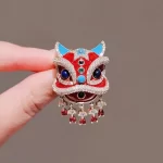 Red Lion Dance Brooch