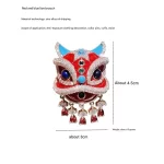 Red Lion Dance Brooch-3