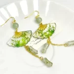 Resin Bamboo Transparent Hand-fan Earrings-2