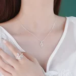S925 Sterling Silver Snake Necklace Ring and Earring-1