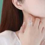 S925 Sterling Silver Snake Necklace Ring and Earring-2