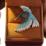 Shiny blue bird brooch-2