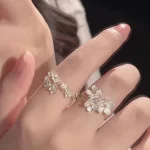 Solid Color Camellia Adjustable Ring