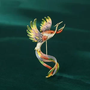 Sparkling Enamel Phoenix Brooch