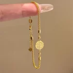 Yellow Copper Chinese Character Fu Bracelet-2