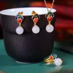 Auspicious Cloud Necklace Stud Earrings Ring Set