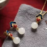 Auspicious Cloud Necklace Stud Earrings Ring Set-2