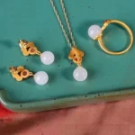 Auspicious Cloud Necklace Stud Earrings Ring Set-3