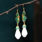 Vintage White Magnolia Earrings-1