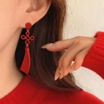 Chinese Knot Tassel Earrings-1