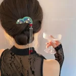 Fan Shaped Hairpin With Long Tassels-1