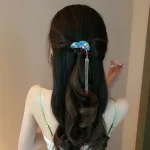 Fan Shaped Hairpin With Long Tassels-2