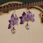 Handmade Silk Velvet Flower Earrings-2