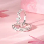 925 Silver Feather Butterfly Adjustable Lovers Rings
