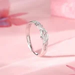 925 Silver Feather Butterfly Adjustable Lovers Rings-2