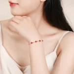 925 Silver Four Leaf Clover Bamboo Bracelet-1