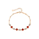 925 Silver Four Leaf Clover Bamboo Bracelet-3