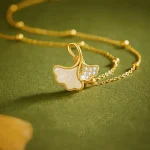 925 Silver Hetian Jade Apricot Leaves Necklace-2