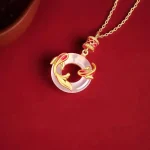 925 Silver Koi Pingan Buckle Necklace-3