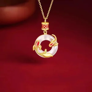 925 Silver Koi Pingan Buckle Necklace