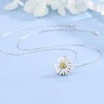 925 Sliver Daisy Necklace-2