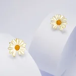 925 Sliver Daisy Stud Earrings-2
