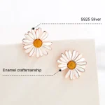 925 Sliver Daisy Stud Earrings-3