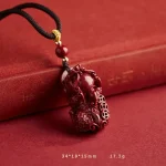 Feng Shui Cinnabar Pixiu Pendant Necklace