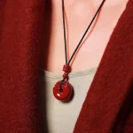 Cinnabar Pixiu Pingan Buckle Necklace-1