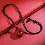 Cinnabar Pixiu Pingan Buckle Necklace-3