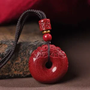 Cinnabar Pixiu Pingan Buckle Necklace