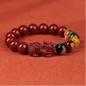Feng Shui Chinese God of Wealth Pixiu Cinnabar Bracelet