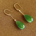 Green Water Drop Eardrop Earrings-2