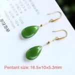Green Water Drop Eardrop Earrings-3