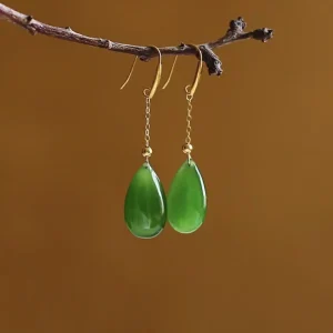 Green Water Drop Eardrop Earrings