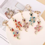 Inlaid Imitation Diamond Snake Keychain-1