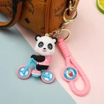Panda Riding a Bicycle Keychain-1