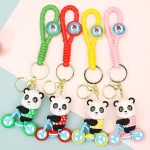 Panda Riding a Bicycle Keychain