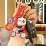 Panda Riding a Bicycle Keychain-2