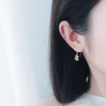 S925 Silver Chinese Character Baofu Become Rich Overnight Earrings-1