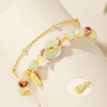 S925 Silver Hetian Jade Koi Pingan Buckle Bracelet-2