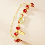 S925 Silver Koi Pingan Buckle Red Agate Bracelet-2