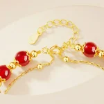 S925 Silver Koi Pingan Buckle Red Agate Bracelet-3