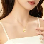 S925 Silver Lotus Pingan Buckle Necklace Bracelet Set-1